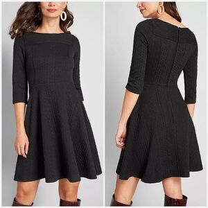 Anthropologie ModCloth Braid My Entire Day Dress Black